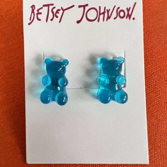 🩵 Betsey Johnson blue raspberry gummy bear studs 🩵 - Picture 4 of 5